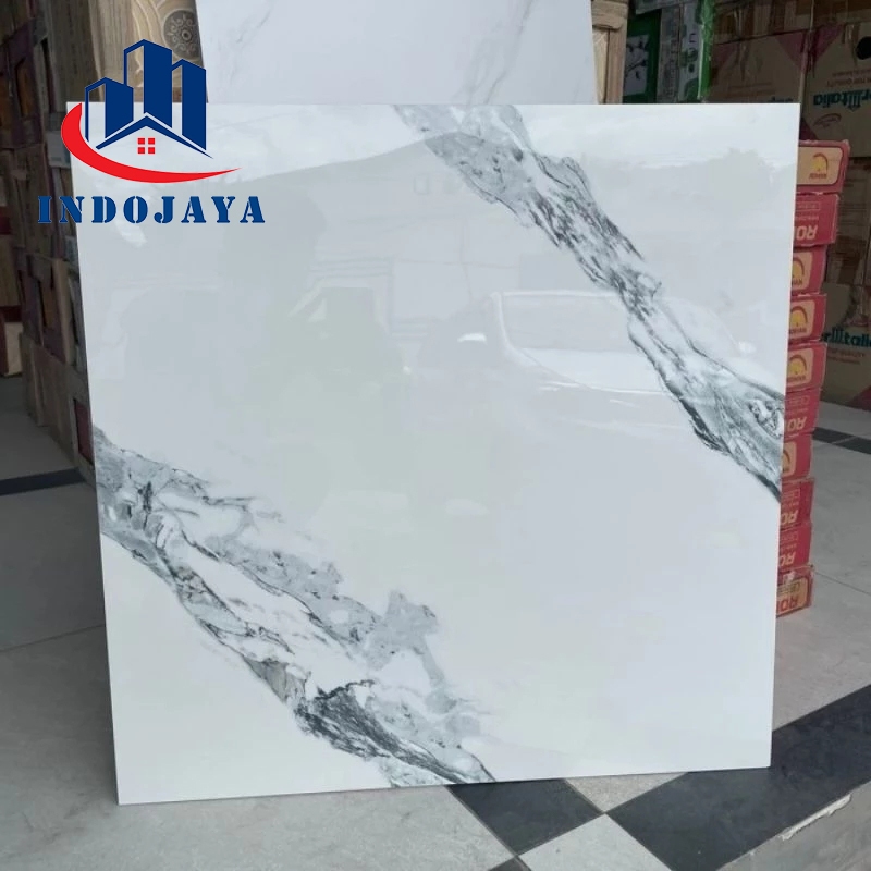 granit lantai dinding 60x60 putih motif marmer carara