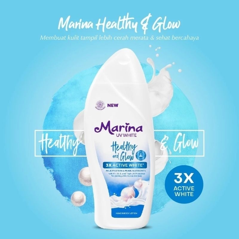 Marina Body lotion healthy Glow marina handbody biru mencerahkan 185ml READY STOCK