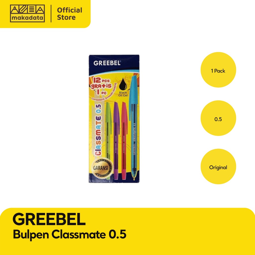 

BOLPEN / BALLPOINT / PULPEN GREEBEL CLASSMATE 0.5MM BLACK (1PACK) MURAH