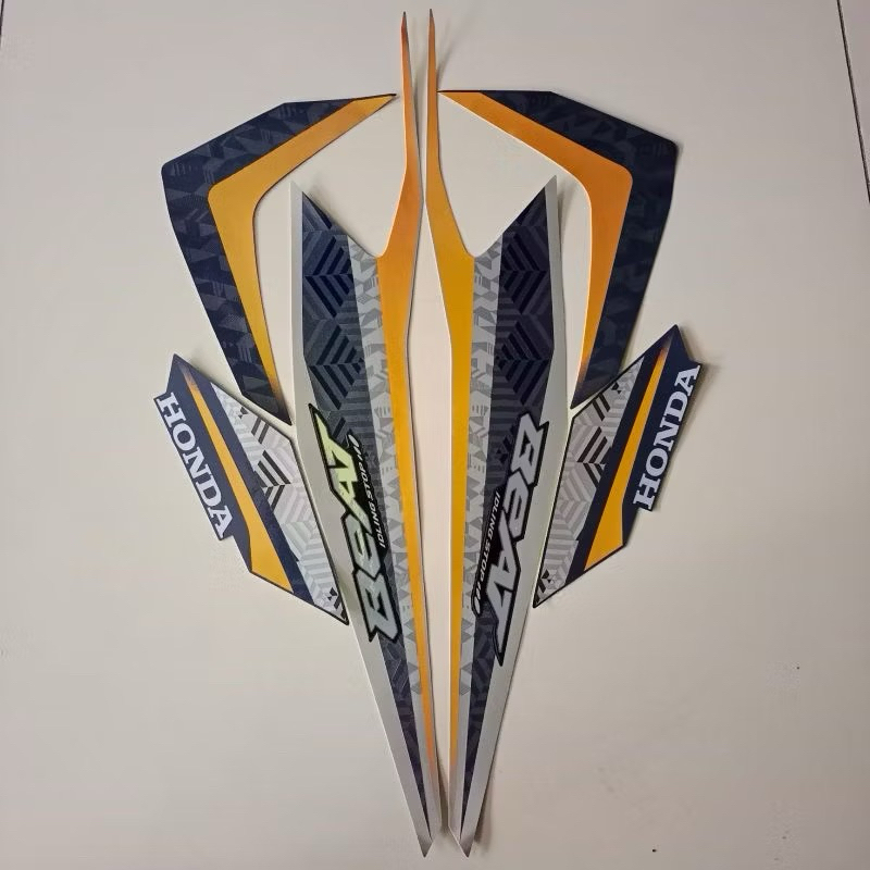 STIKER STRIPING LIS BODY HONDA BEAT DELUX ISS 2021 SILVER BLUE DONGKER KUALITAS TERBAIK