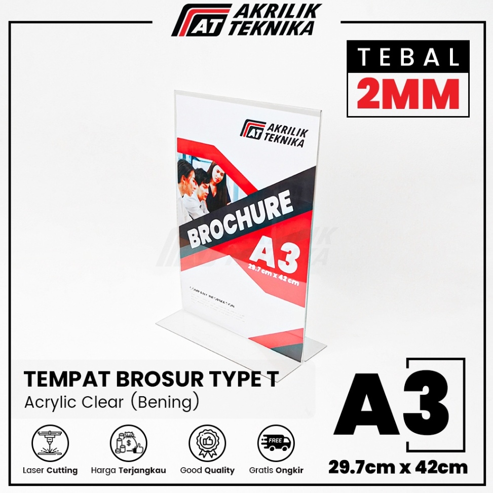 

ART I4J8 Tempat Brosur Akrilik Tent Card Holder Portrait T Ukuran A3 2mm