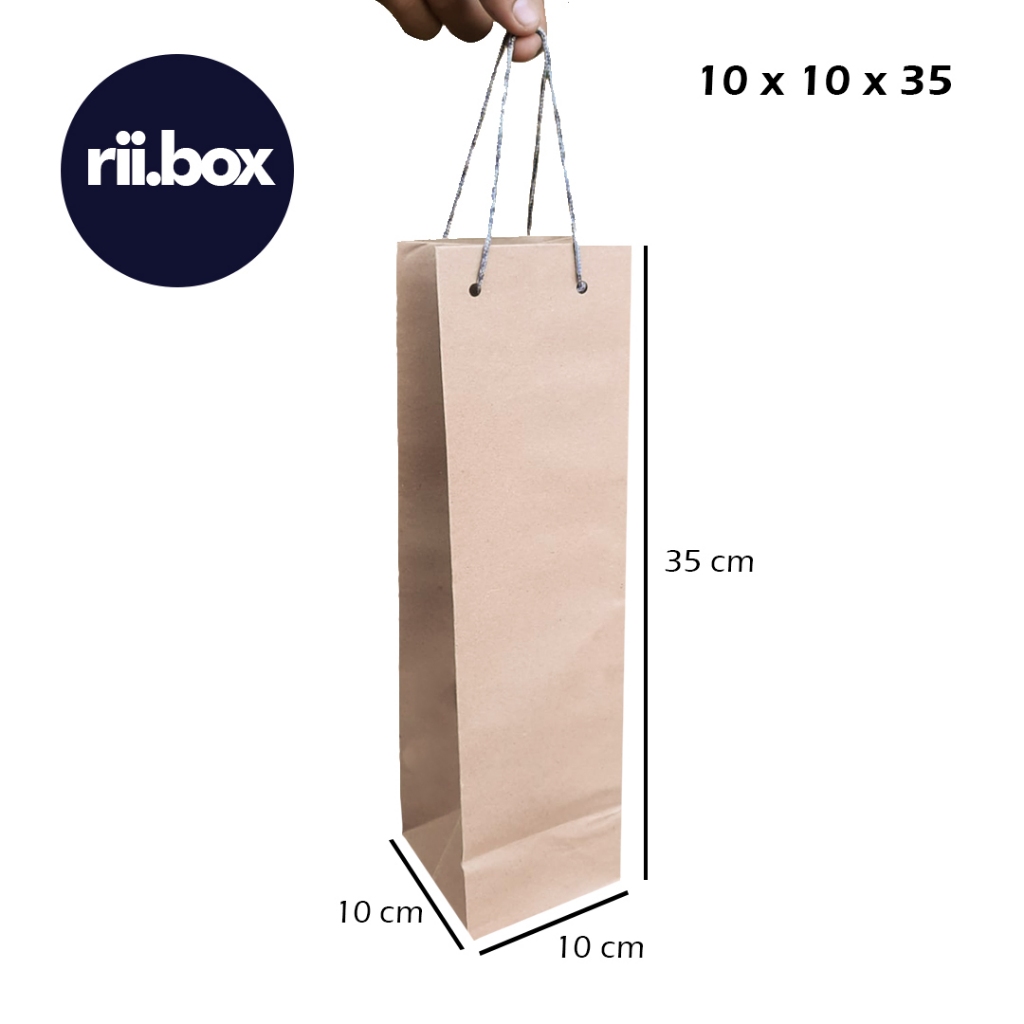 

PAPER BAG COKLAT POLOS CUSTOM UKURAN 10X10X35 TAS KADO TAS SOUVENIR