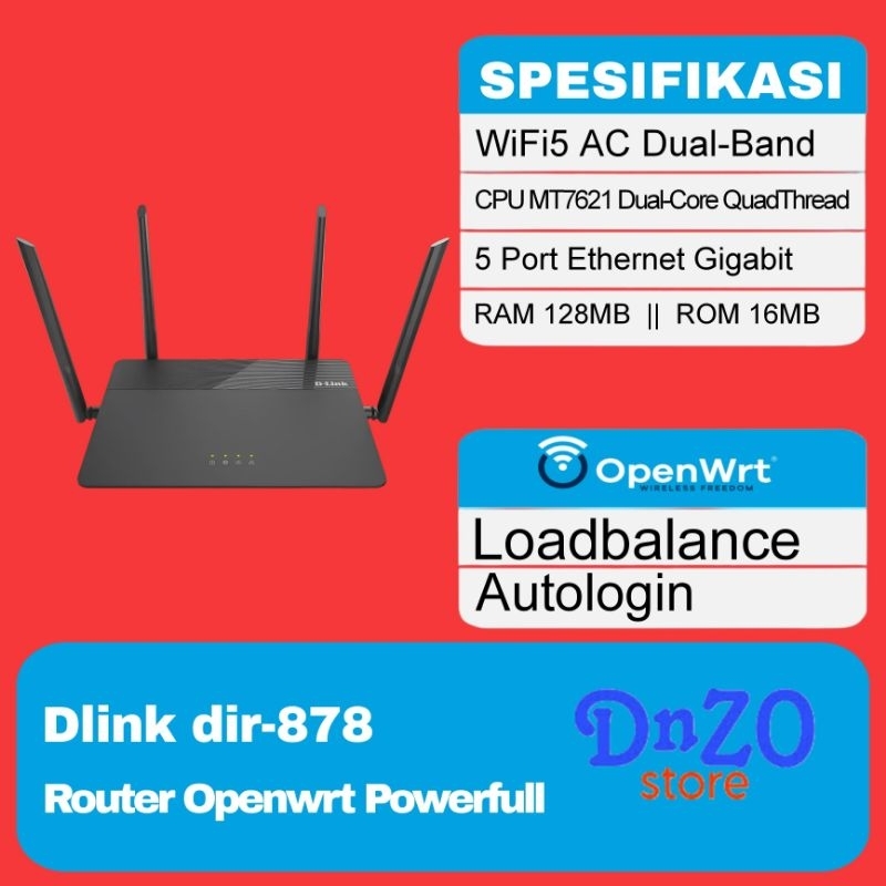 dlink dir878 ac1900 openwrt gigabit loadbalance autologin  dualband wms wifi.id seamless router wifi