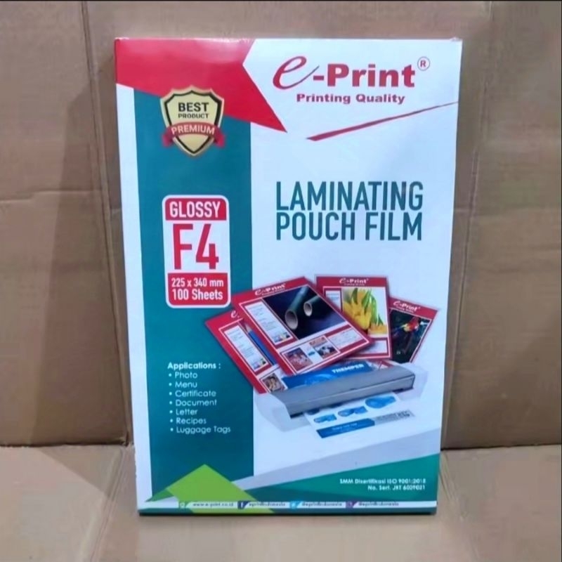 

HJK 1 Pak Plastik Laminating A4 / F4 Isi 100 Lembar EPRINT ( Packing Aman )
