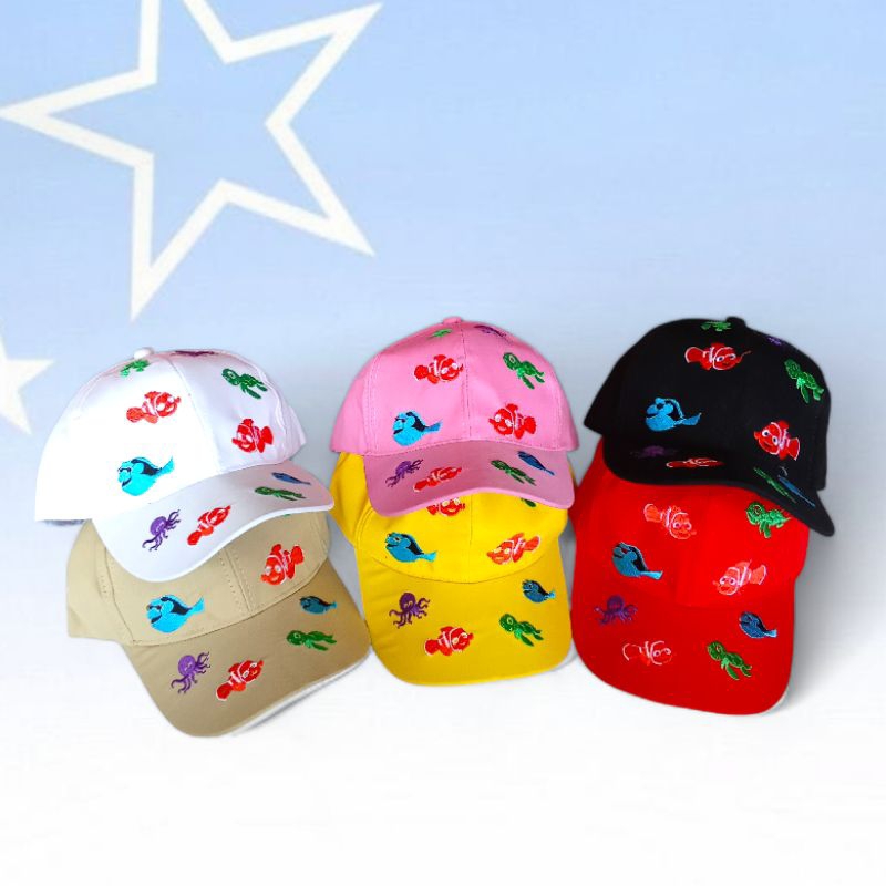 Topi anak bordir ikan lucu topi baseball anak laki-laki perempuan usia 2-9 tahun