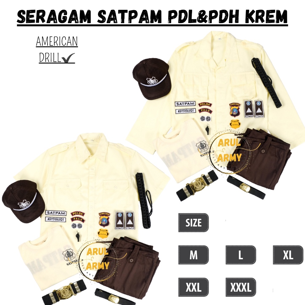 Pesan Saja PAKET LENGKAP BAJU SETELAN PDL PDH SATPAM KREM CREAM TERBARU 223 SATPAM TERBARU SETELAN S