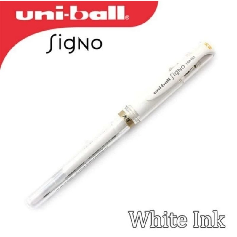 

uniball Signo white ink (warna putih)