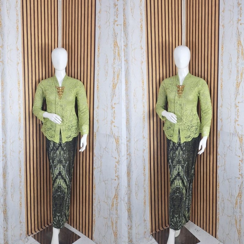 NEW STELAN KEBAYA BROKAT FLOY BAWAHAN ROK PLISKET