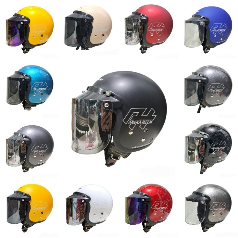 PAKET HELM CARGLOSS ORIGINAL CFM RETRO KACA FLAT | Helm cargloss cfm original berikut kaca datar