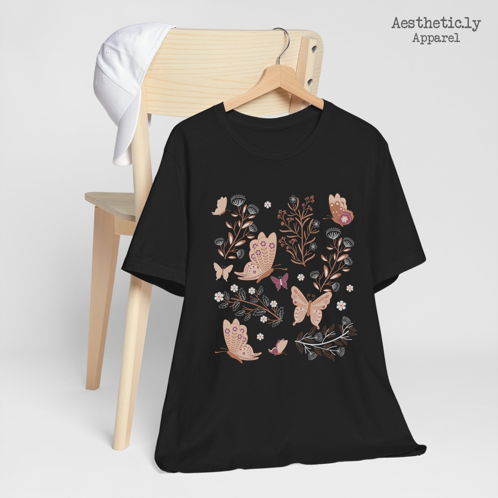 Aesthetic.ly | T-shirt Butterfly Garden | T-shirt Oversize | Kaos Unisex | T-shirt Korea | Cotton Co