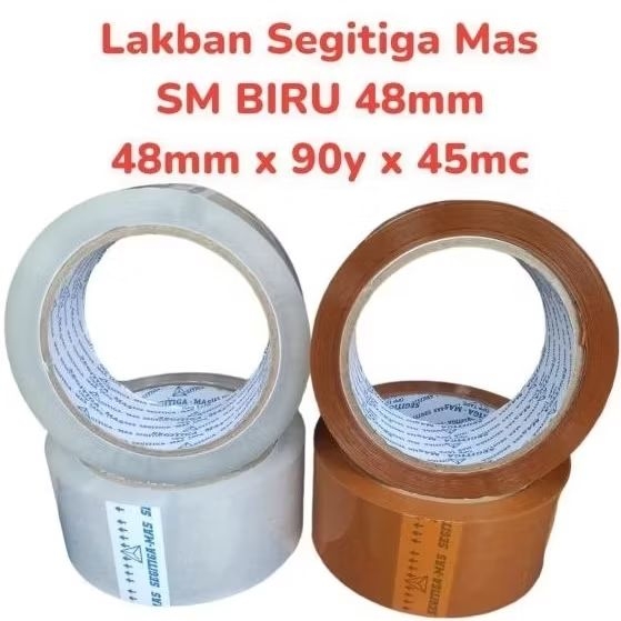 

1 pcs | Lakban BENING / COKLAT SM-BIRU48 | 48mm x 90 yard x 45 mc Segitiga Mas Biru kualitas setara Nachi/ Daimaru