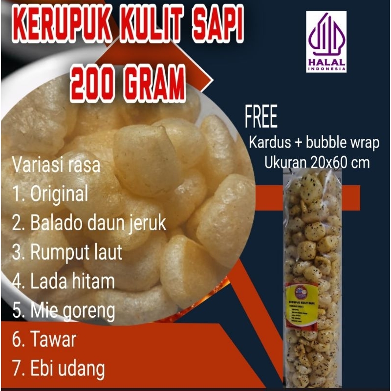 

Kerupuk kulit sapi asli HALAL 200 gram