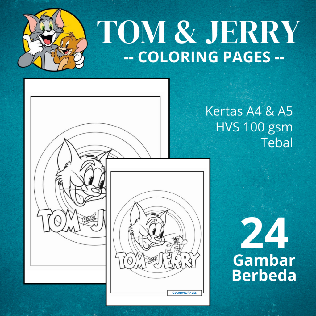 

KT01 Mewarnai Gambar TOM AND JERRY | Kertas HVS 100gr Bukan Buku Mewarnai