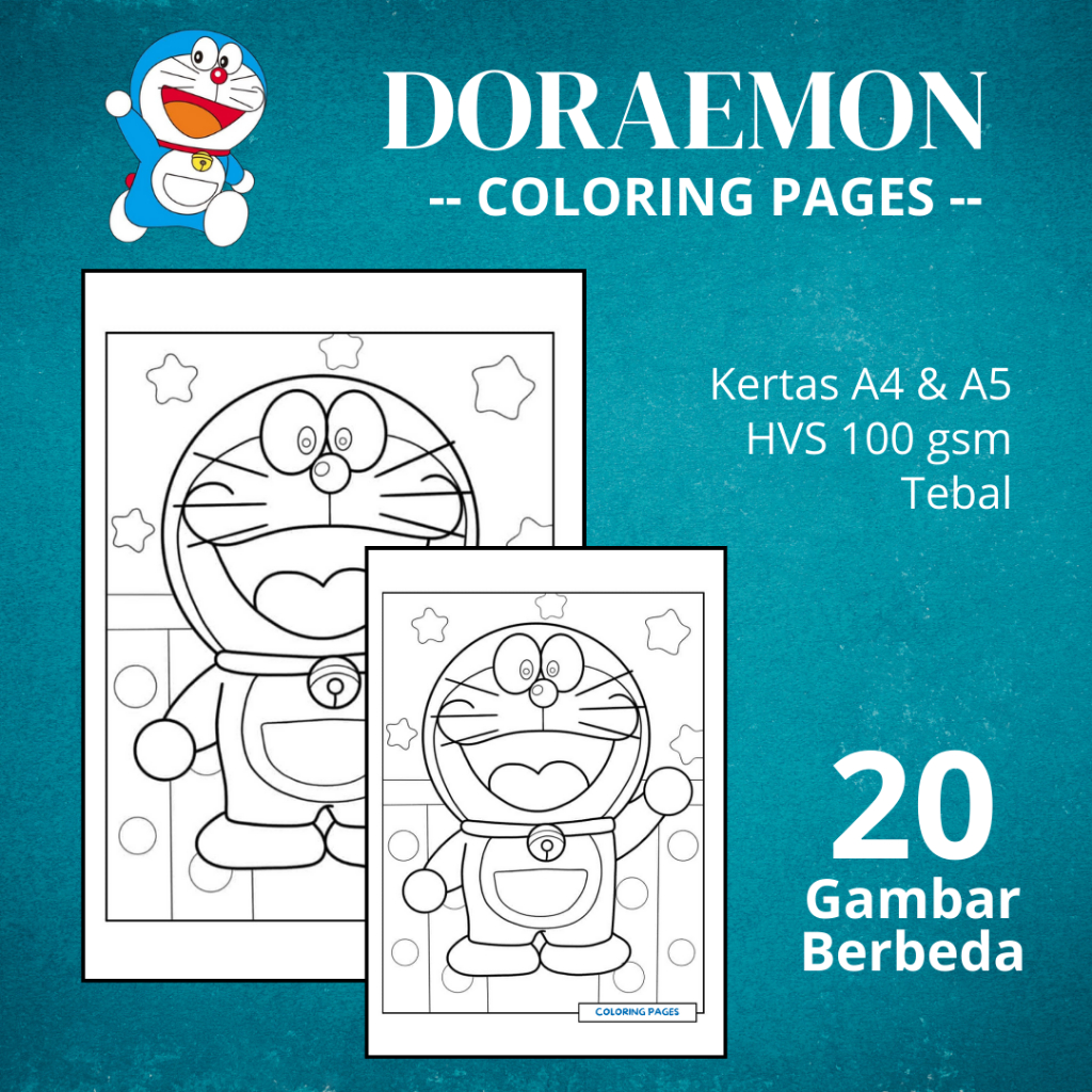 

KT02 Mewarnai Gambar DORAEMON | Kertas HVS 100gr Bukan Buku Mewarnai