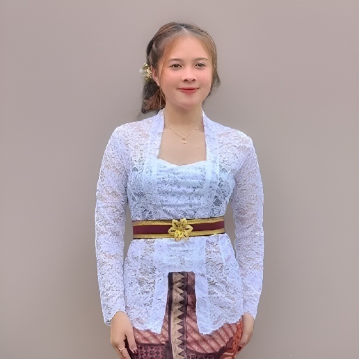 Kebaya Putih Bahan Brokat Lengan Panjang