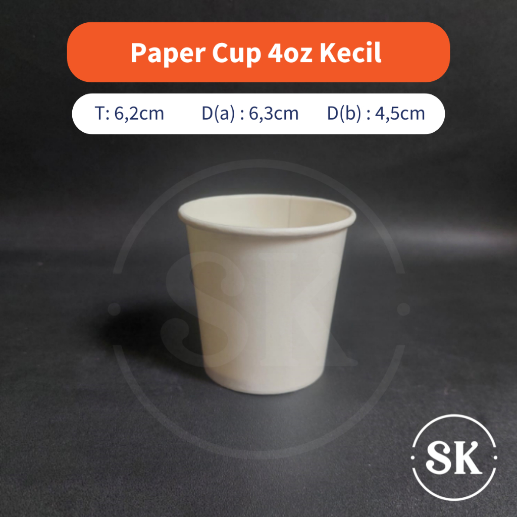 (ISI 50) Paper Cup Gelas Kertas Hot Kopi Espresso Teh Polos Tinggi 4 oz Tinggi / Kecil / Pendek
