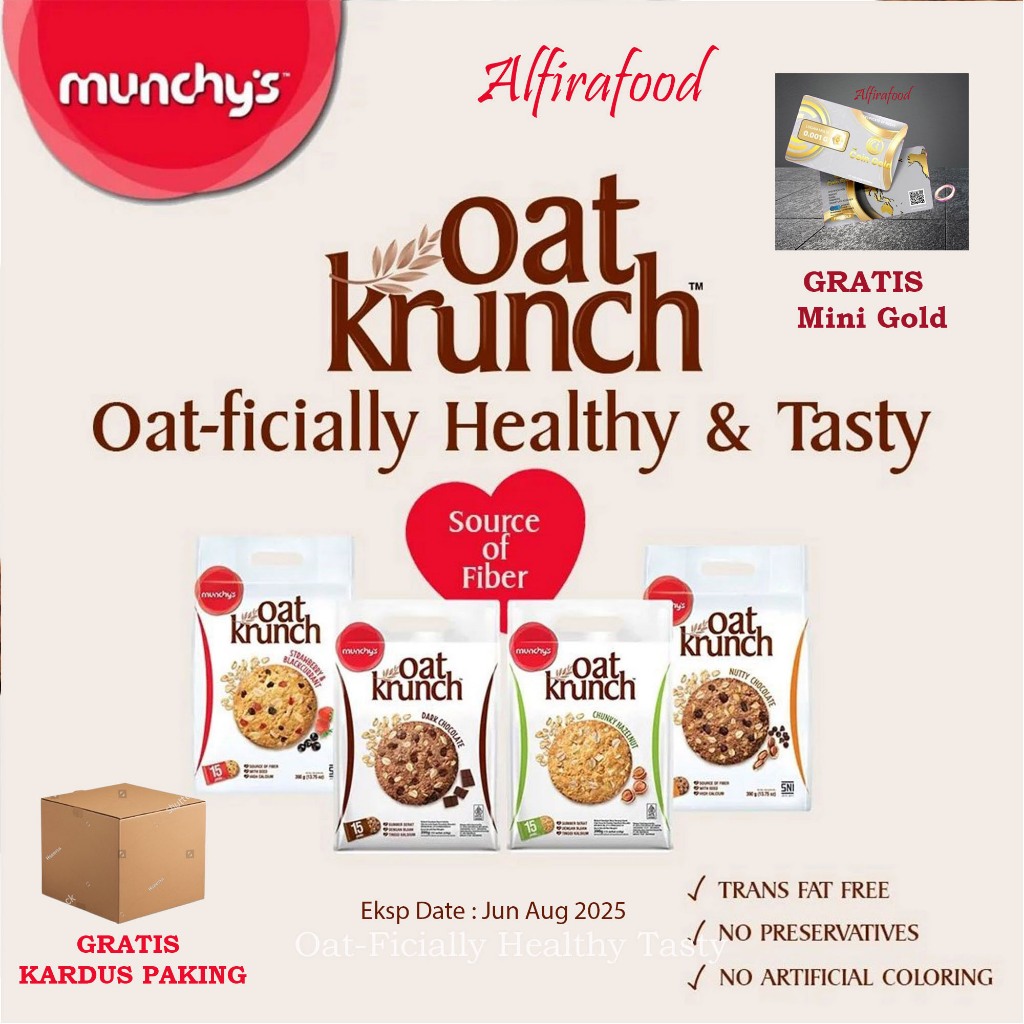 

Munchys Oat Krunch 390g / Biscuits oat/ Cookies coklat/ cookies strawberry /cookies hazelnut