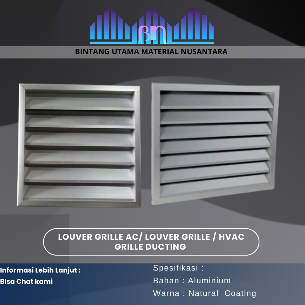 Louver Ac / Grille Louver Supply Air Grille AC warna Natural / HVAC Ducting Ventilator