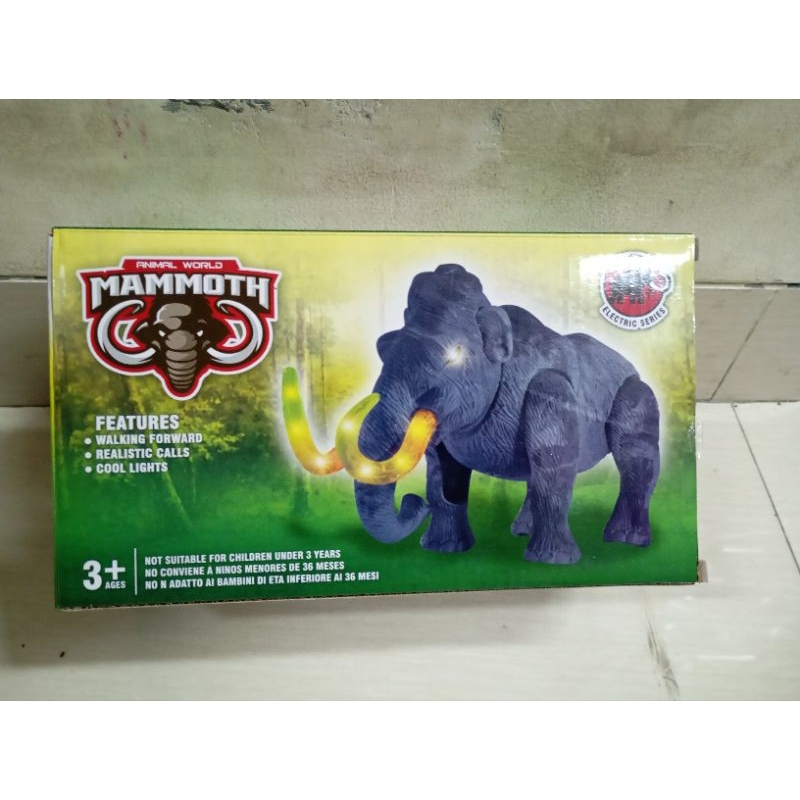 Mainan Anak Gajah Mammoth Animal World Robot Elephant Lampu