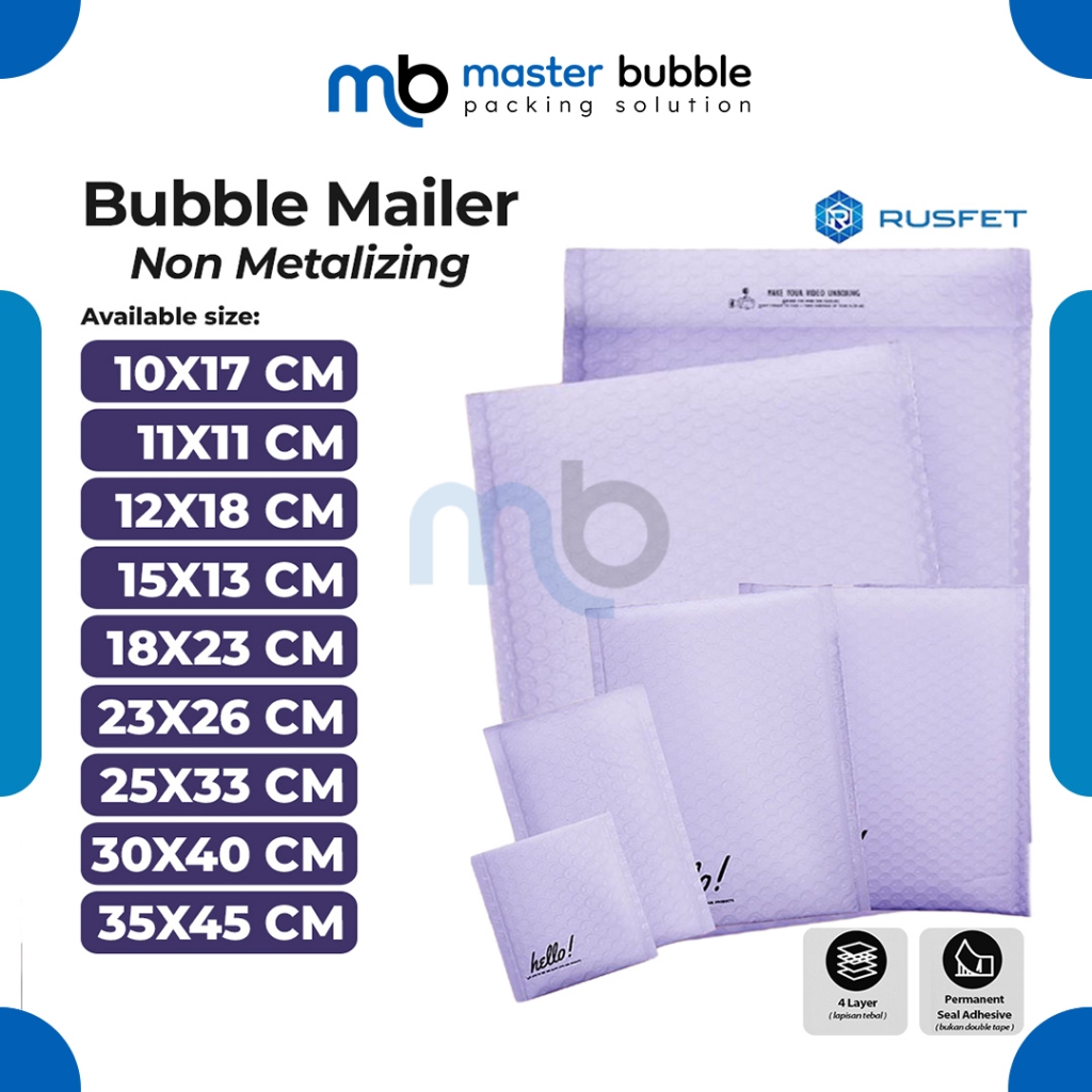 Amplop Envelope Bubble Mailer Lilac Ungu Matte / Security Bag Mailer - Rusfet Harga Ecer Satuan