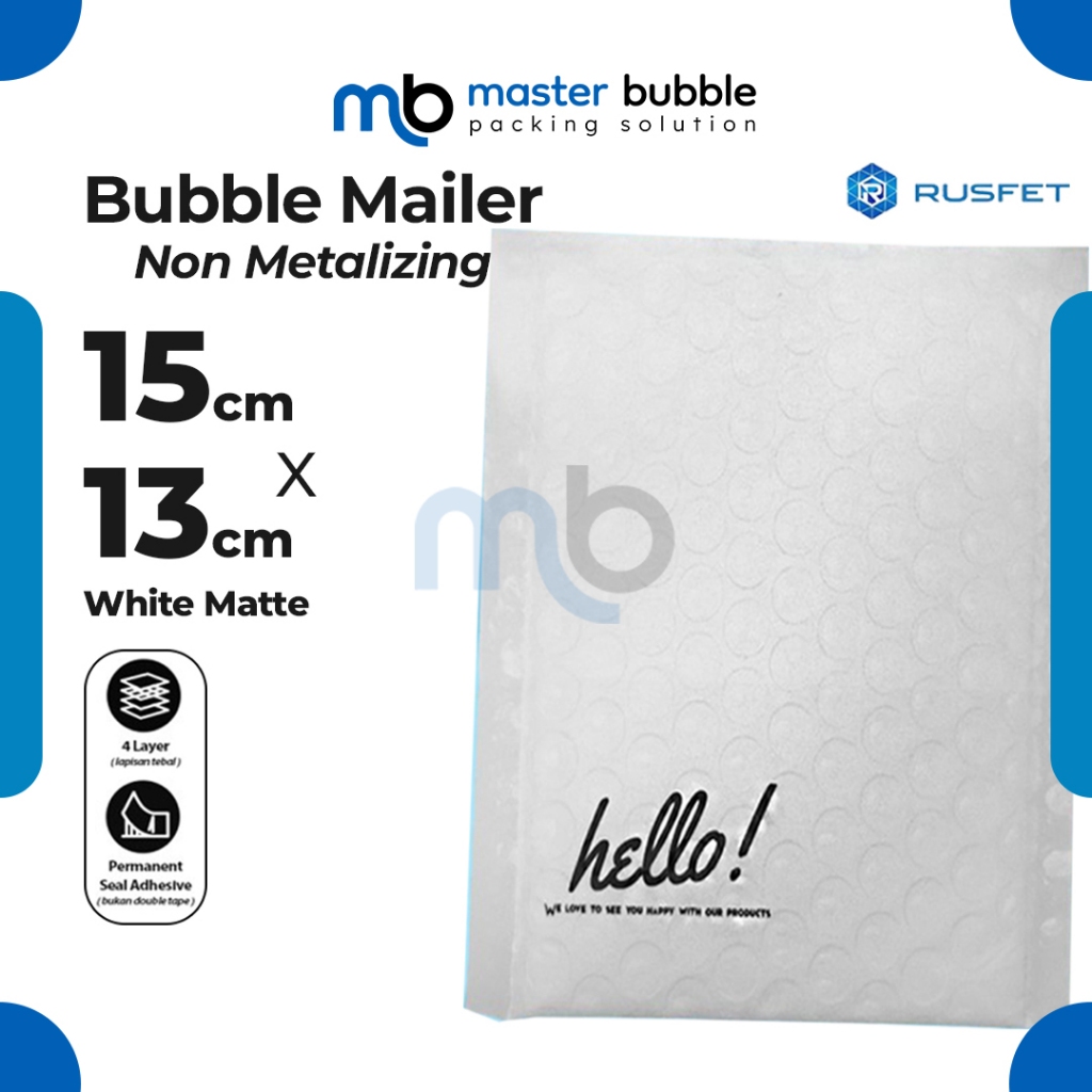 Amplop Envelope Bubble Mailer Putih Dove 15 x 13 cm / Security Bag Mailer Rusfet Harga Ecer Satuan