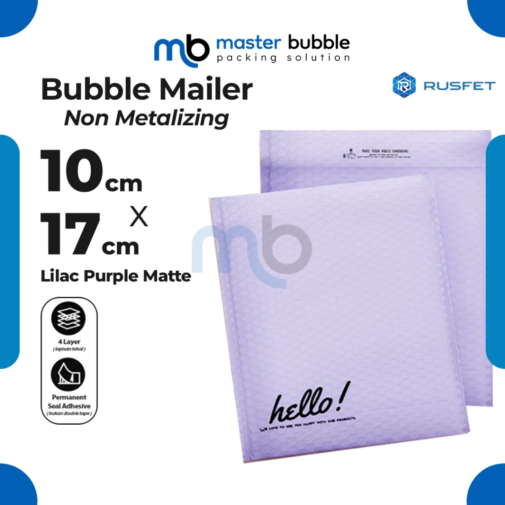 Amplop Envelope Bubble Mailer Lilac Ungu 10 x 17 cm / Security Bag Mailer Rusfet Harga Ecer Satuan