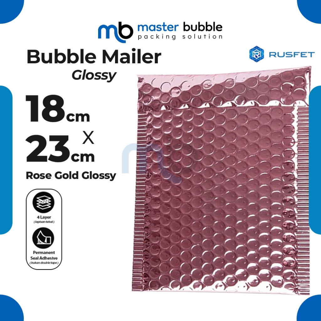 

Amplop Envelope Bubble Mailer Rose Gold 18 x 23 cm / Security Bag Mailer Rusfet Harga Ecer Satuan