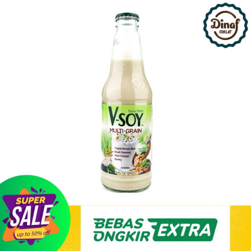 

Vsoy Soya Bean Multi Grain Glass Bottle 300 Ml / Susu Kedelai