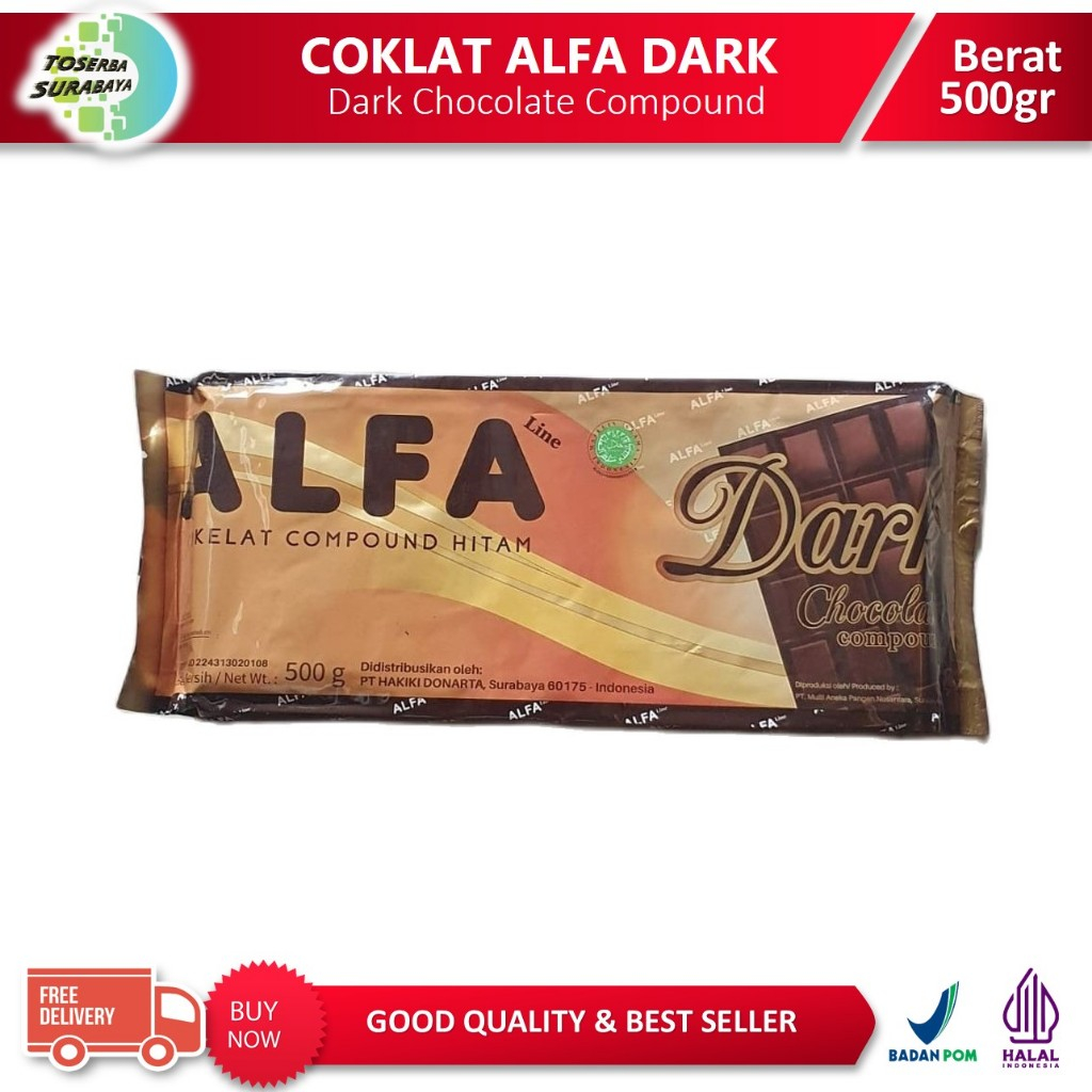 

Cokelat ALFA Dark Kemasan 500gr / Coklat Batang Dark Chocolate Compound