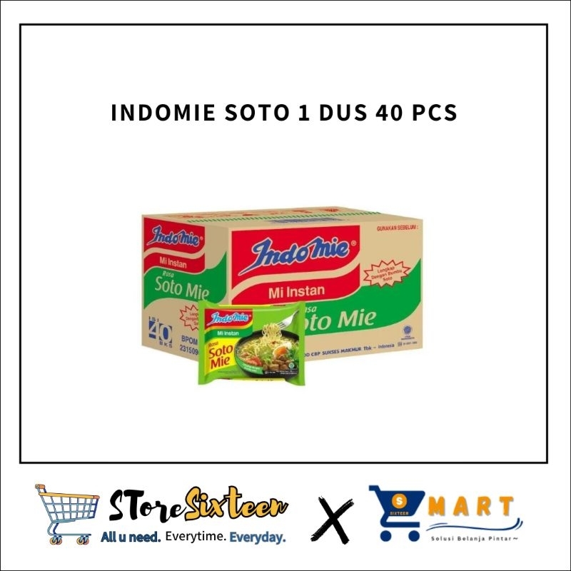

Indomie Rasa Soto 1 Dus 1 Karton isi 40 Pcs