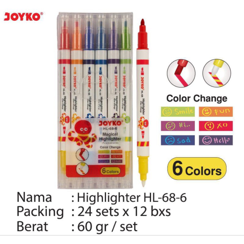 

Magical Highlighter Penanda Berwarna HL-68-6 1 Set 6 Pcs Warna