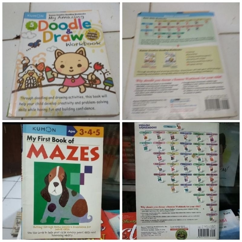 ORI A KUMON MY AMAZING DOODLE & DRAW WORKBOOK / MY FIRST BOOK OG MAZES / KUMON ENGLISH EFL