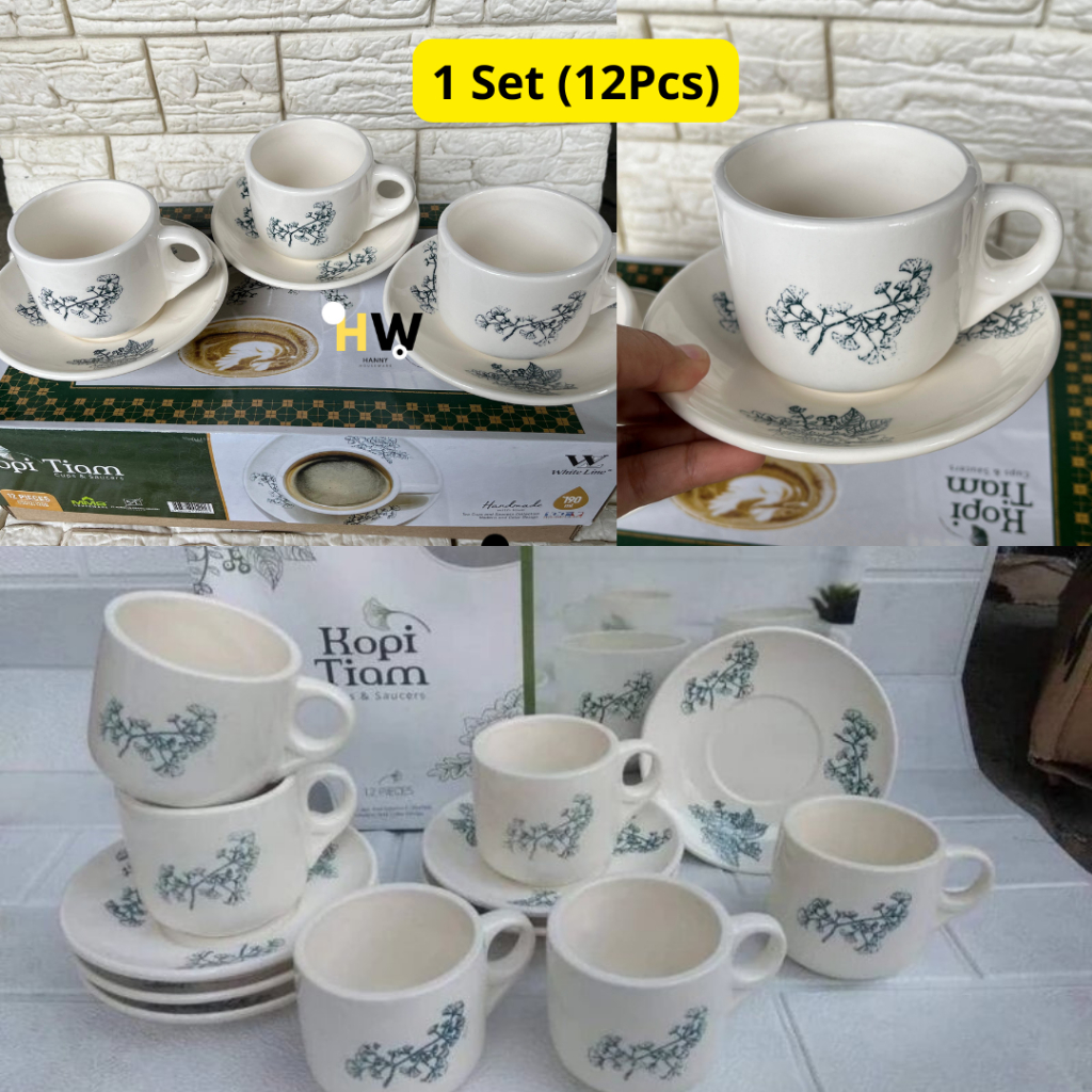 WHITELINE Cups & saucers Set Mug Gelas Kopi Keramik Lucu Unik Hadiah Gift Box /  hadiah lucu hadiah 
