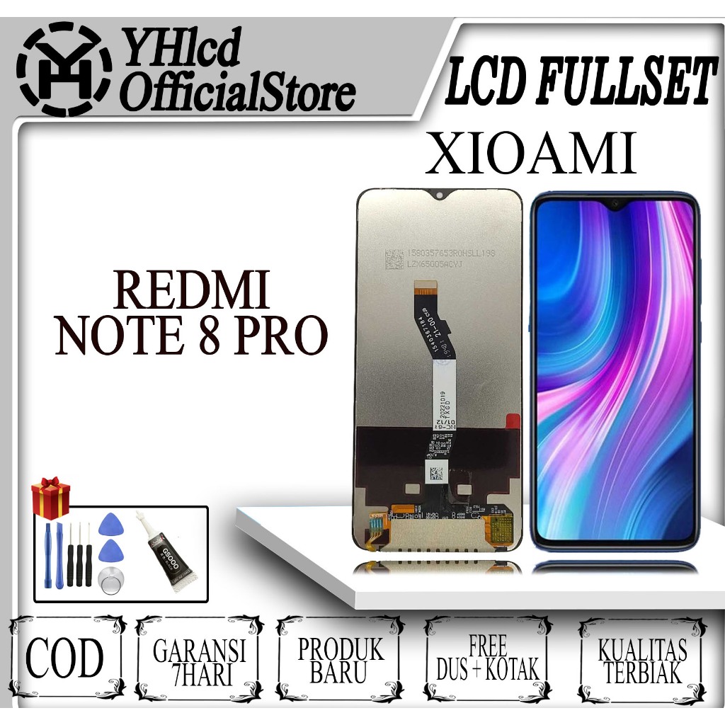 LCD REDMI NOTE 8 PRO ASLI Fullset - Gratis Alat Servis! Bisa COD + Garansi 1 Tahun