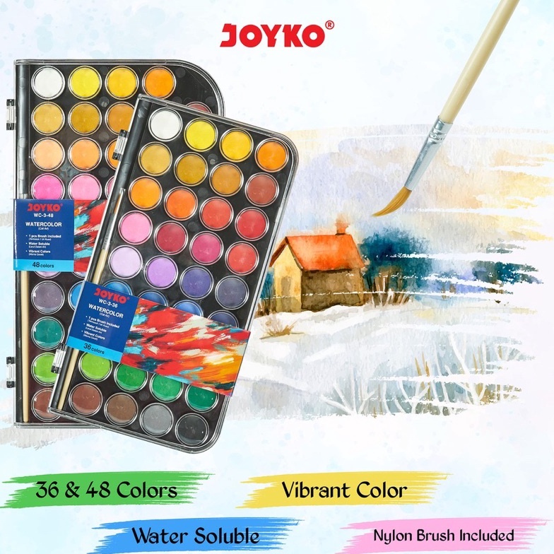 

KODE G74X Joyko Waterlor Set Cat Air WC3 Isi 36 Warna