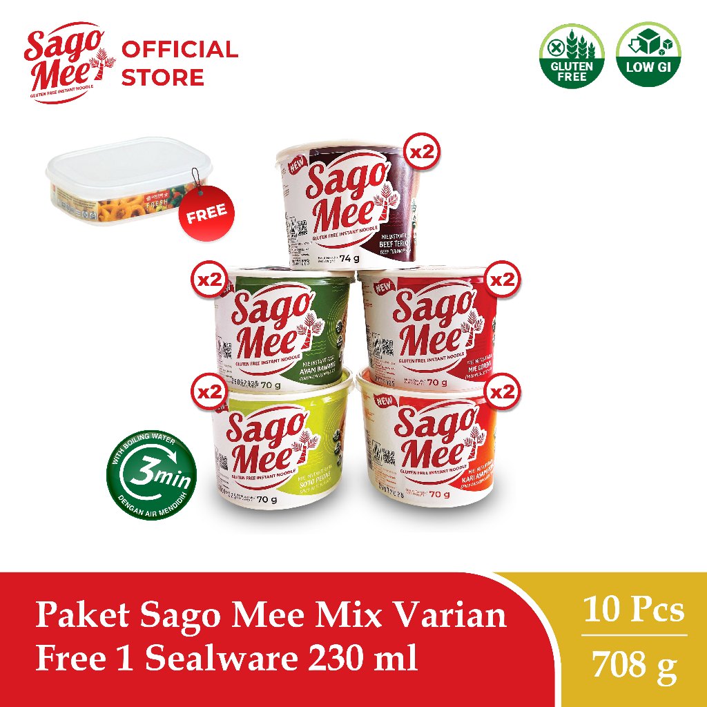 

Paket Sago Mee Mix Varian Free 1 Sealware 230 ml