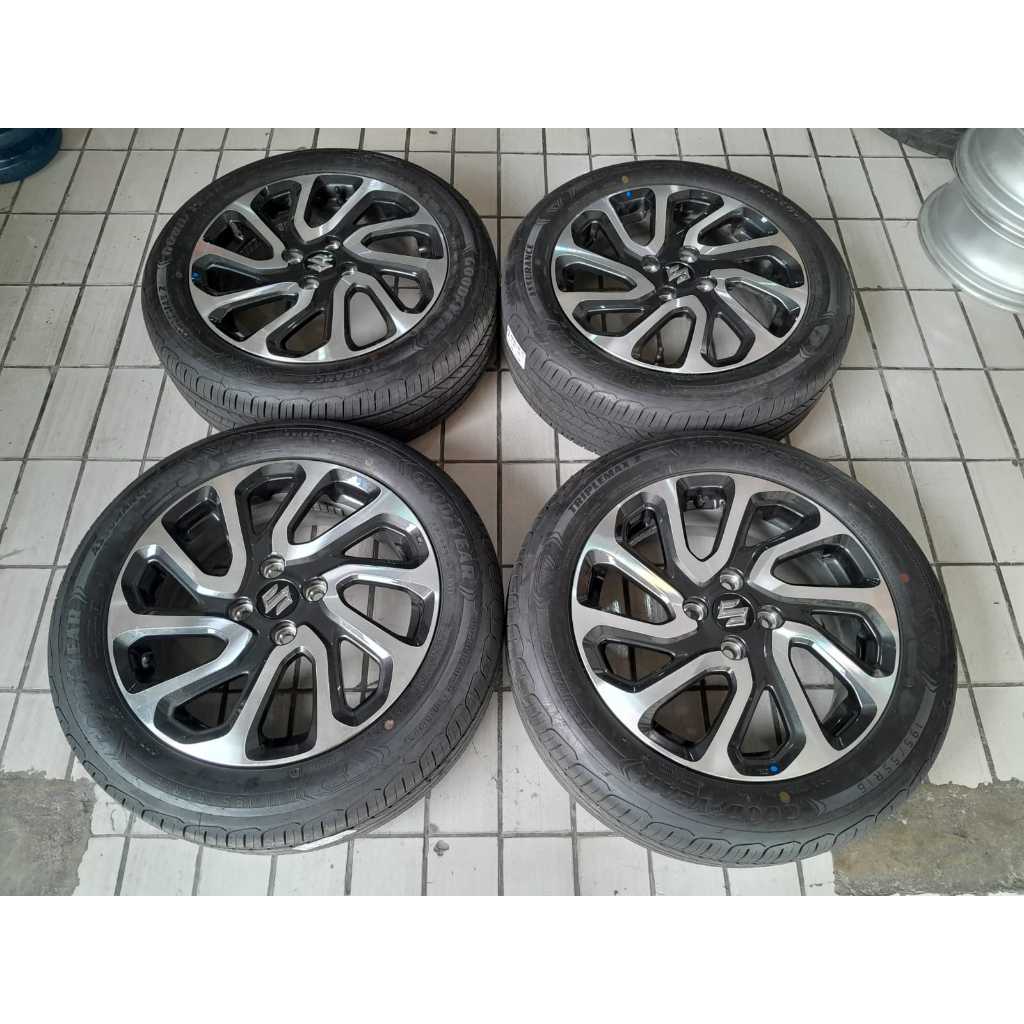 Velg Original Mobil OEM BALENO R16X6 Hole 4X100 B/P + Ban GY 195 55 R16 PNP Brio Vios Baleno Mazda2 