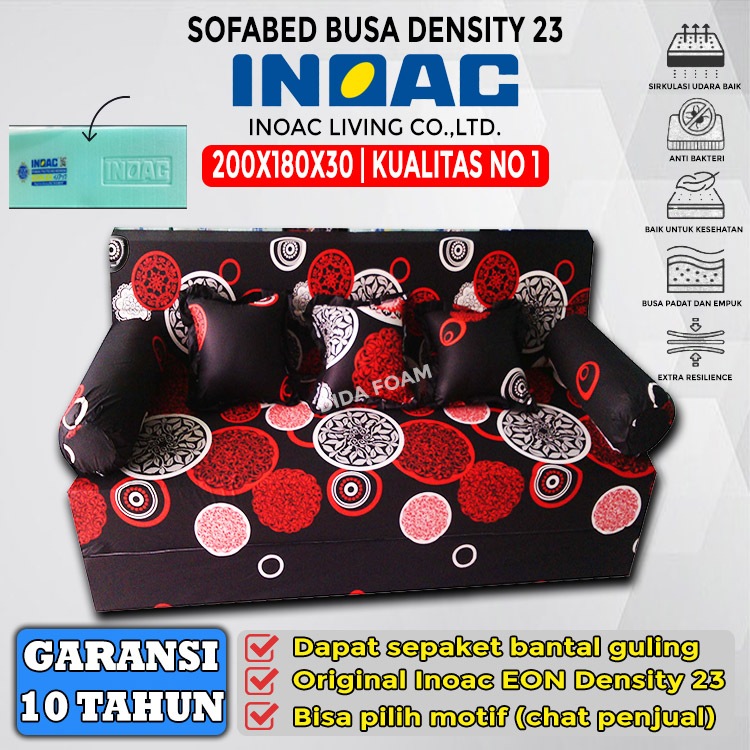 [ 200x180x30 ] Sofabed No. 1 King Original INOAC EON Density 23 Garansi 10 Tahun Sofa Lipat Premium
