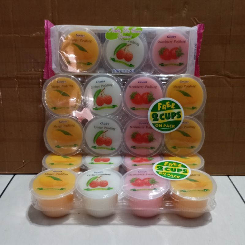 

GOODY JELLY PUDDING WITH NATA DE COCO 3PCS / 6PCS + 2PCS (118gr × 8) & (80gr × 8)