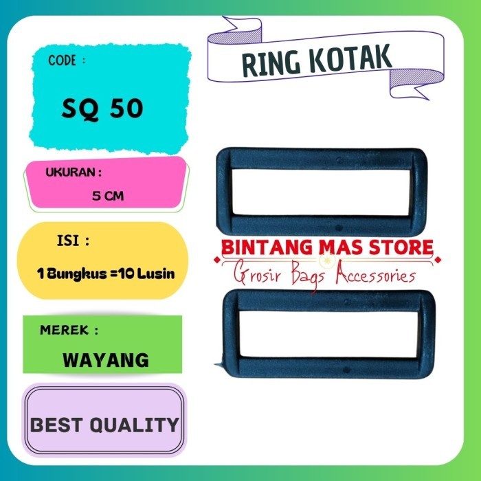 Ring Kotak / Gesper Tas Hitam