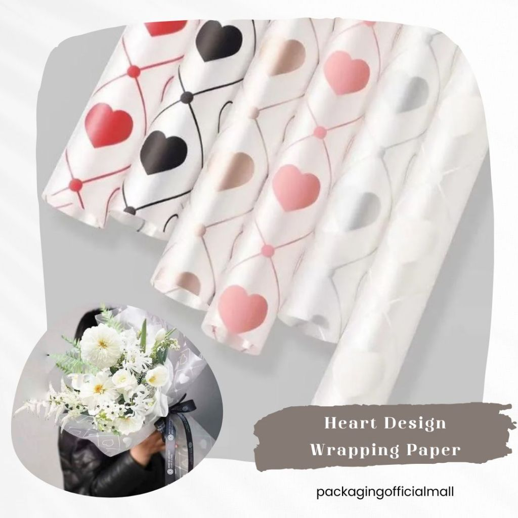 

HEART DESIGN WRAPPING PAPER / CELLOPHANE / FLORIST PAPER / KERTAS BUKET BUNGA / WRAPPING WRAPPER