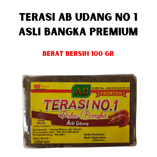 

Terasi Bangka No 1 Cap AB Premium Asli Udang Toboali 100gr / KHAS BANGKA BELACAN KERING