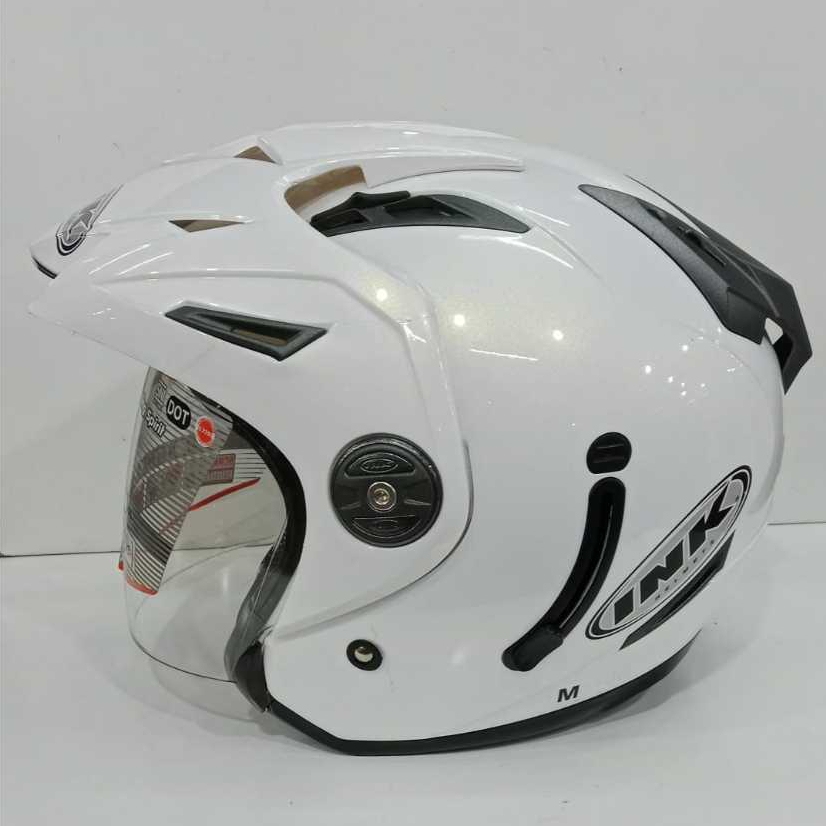 HELM INK T1 SOLID WHITE DOUBLE VISOR