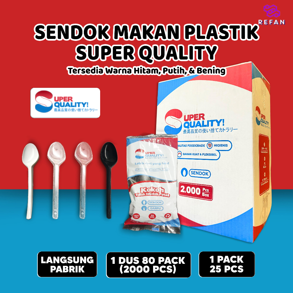 Sendok Makan Plastik / Sendok Plastik Panjang / Sendok Makan Food Grade Tebal Per Dus