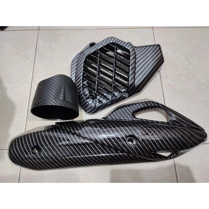 Paket Murah karbon tutup knalpot pcx 150 tutup radiator pcx 150 corong pcx 150 karbon