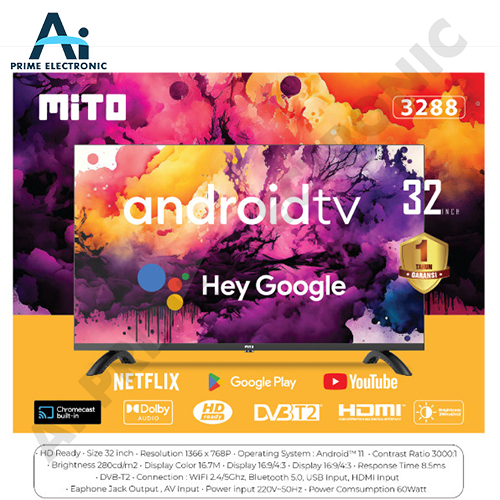 ORIGINAL MITO 3288 32 inch G00gle TV Android 11.0 - Smart TV - HD - Voice