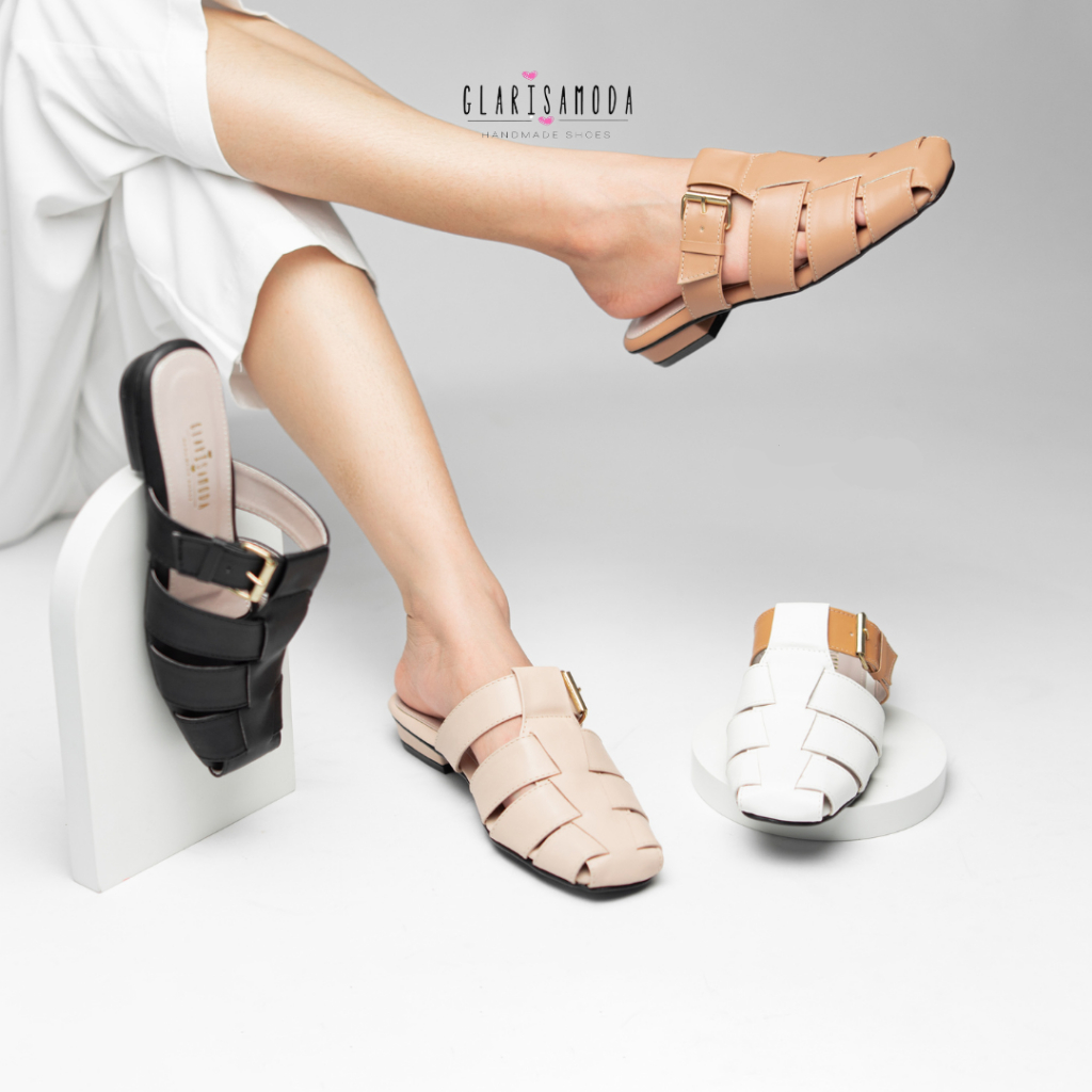 GLARISAMODA Mozzi Sandal Teplek Wanita Sendal Flat Wanita Kekinian Terbaru