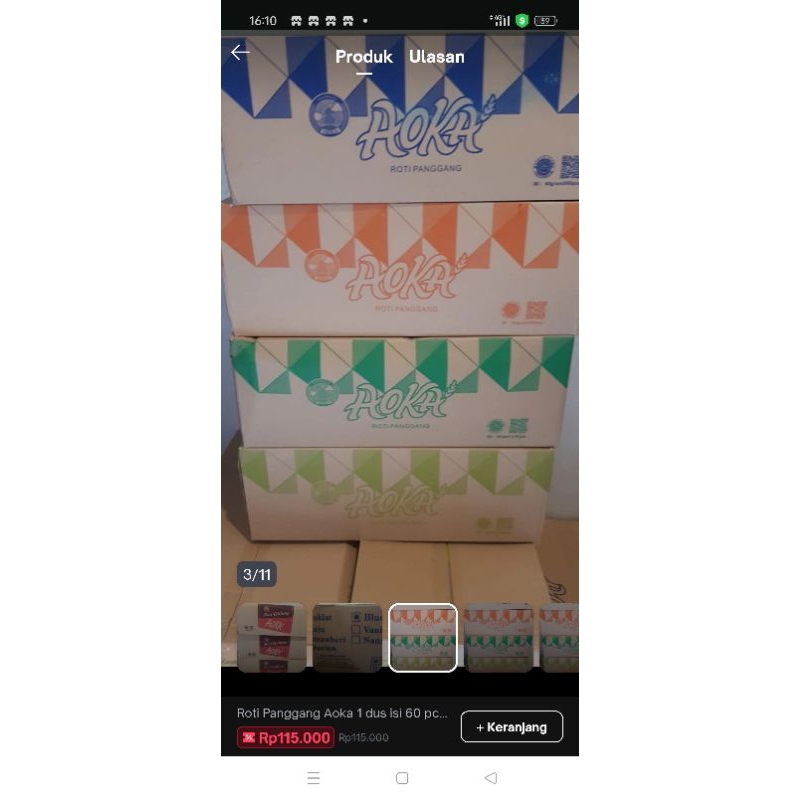 

Kardus dus box karton bekas roti AOKA dll ukuran besar 54x32x20cm