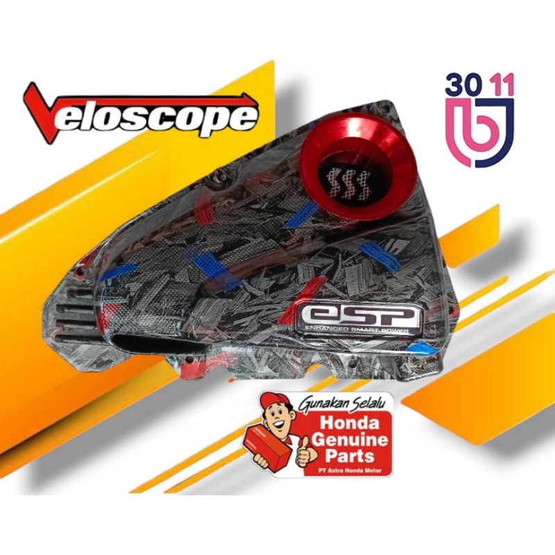 Corong Box cover filter carbon forged WARNA Veloscope "SSS"  Honda Beat esp//beat FI Esp//beat pop//