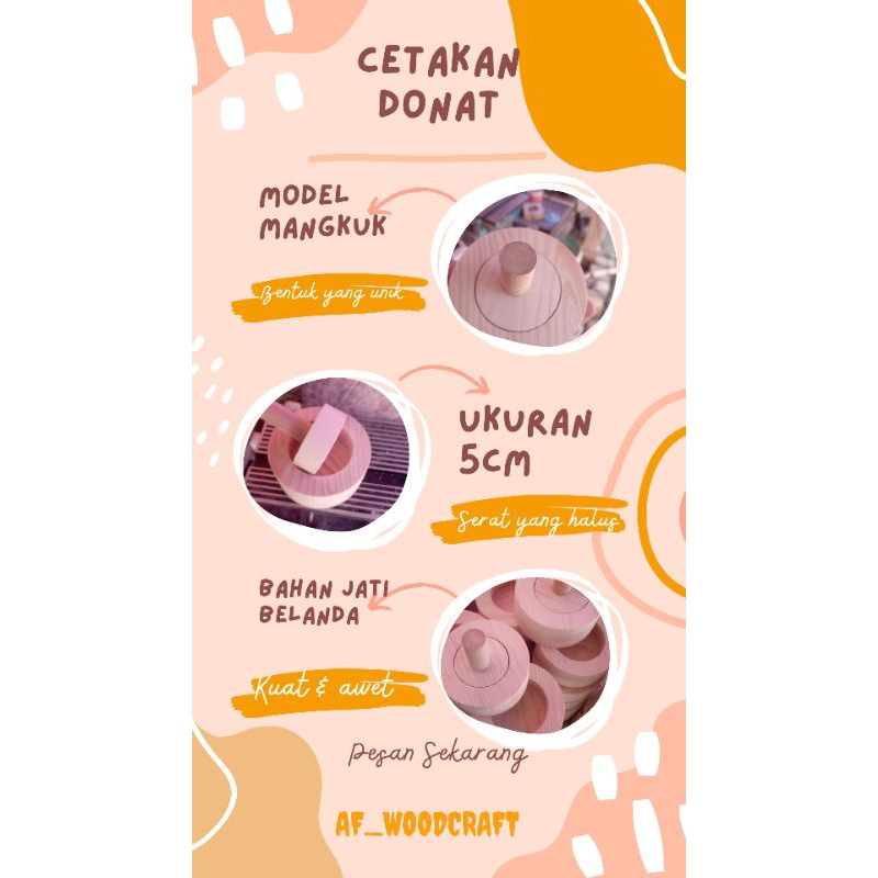 cetakan donat kayu, 1 set cetakan donat, cetakan donat bentuk rimg & mangkuk
